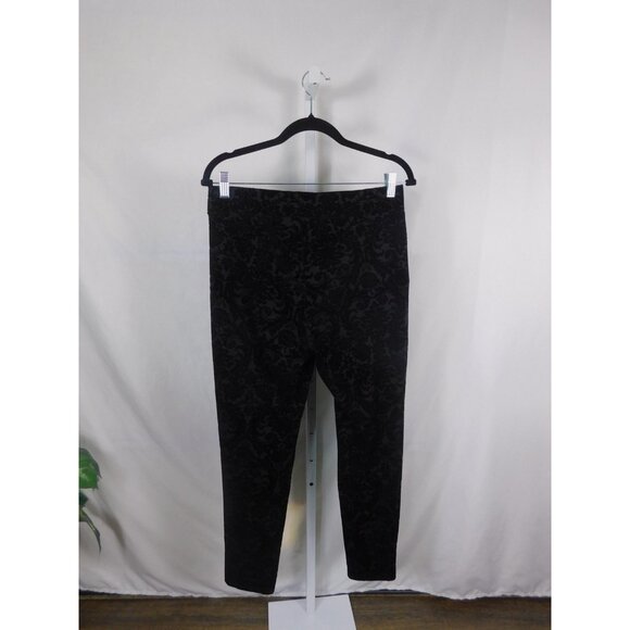 Roz & Ali Pants Womens Medium Black Flocked Velvet Damask Gothic Witchy - Picture 5 of 11